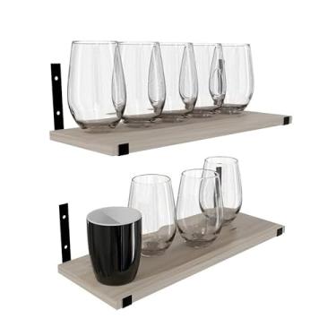 Imagem de Prateleira Industrial de Parede com Suporte Estante Decorativa em Madeira Pinus Prateleira para Sala Cozinha e Quarto (20 x 60 mão francesa completa)