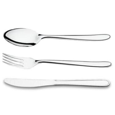 Imagem de Faqueiro 12 Pessoas Garfos Colheres Facas de Mesa Inox Siena - Brinox