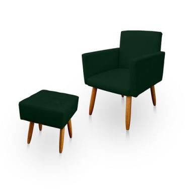 Imagem de Poltrona Decorativa Nina com Puff New para Sala e Quarto Suede - LH De