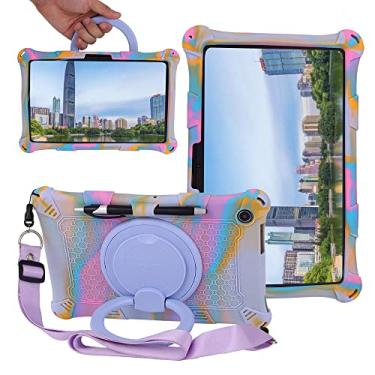 Imagem de Misenya Capa para tablet Alldocube iPlay 50/iPlay 50Pro de 10,4 polegadas, suporte giratório de 360°/alça de ombro, suporte ajustável, capa adequada para crianças (colorido roxo rosa)