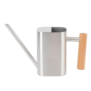 Imagem de TOPINCN Regador para Plantas de Interior, Vaso de Rega Interno de Aço Inoxidável de 35 Onças Com Bico Longo e Alça de Madeira, para Plantas de Casa, Jardim Ao Ar Livre, Flores (Prata 500ML)