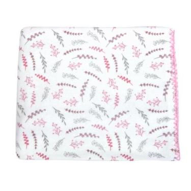 Imagem de Cobertor Para Bebe Manta Infantil Flores Rosa 100% Algodão Macio Enxov