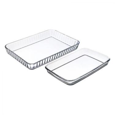 Imagem de Conjunto 2 Assadeiras Vidro Travessa Retangular Linha Borcam Utensilio