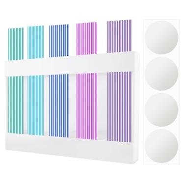 Imagem de Suporte de canudo reutilizável para armário, organizador de canudo de acrílico branco, recipiente de armazenamento com fita adesiva para geladeira, cozinha, escritório, cozinha, balcões, armário