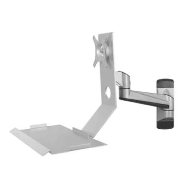 Imagem de Work Silver Suporte para monitor de braço único com bandeja de engenharia para reprodução de tela não dobrável