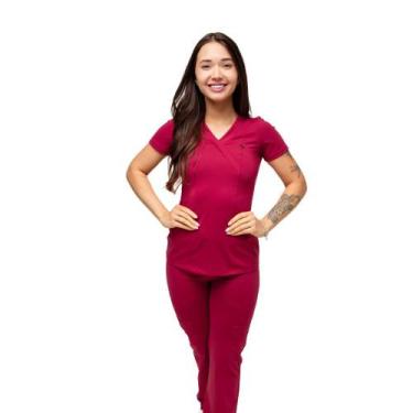 Imagem de Conjunto Pijama Cirurgico Scrub Verona Bordô Toque Geladinho - Rachele