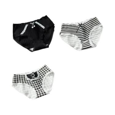 Imagem de Calcinhas De Algodão Femininas 3PCS Com Design De Borboleta, Cintura M