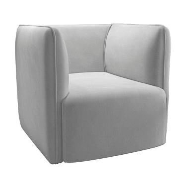 Imagem de Poltrona Laguna Veludo Cinza Pés Plástico Preto - D`rossi