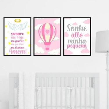 Imagem de Kit 3 Quadros Decorativos Anjo da Guarda - Sonhe Alto