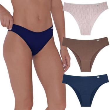 Imagem de Kit 3 Calcinhas Biquíni Delrio Cós Baixo Cobertura Média, K200, Algodã
