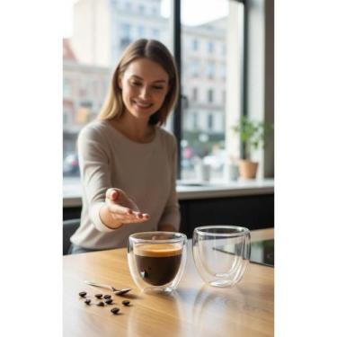 Imagem de Copo Vidro Duplo Isolado 140ml (2 un) Café Quente Sem Queima - Congrat