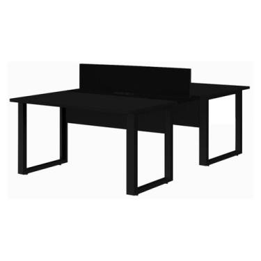 Imagem de Mesa Dupla de Escritório PÉ QUADRO - 1,50x1,35m - S/ Gavetas - PRETO /