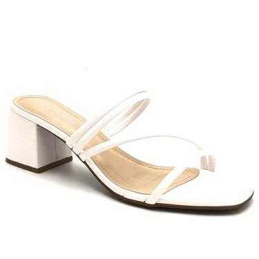 Imagem de Tamanco Feminino Salto Médio Via Marte 23-9710, Branco, 37