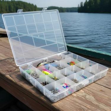 Imagem de Caixa Organizadora Multiuso Com tampa e 20 Compartimentos para Remédios Material de Costura Pregos Parafusos Bijuterias e diversos objetos pequenos Estilo Maleta 37cm x 27cm Transparente
