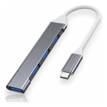 Imagem de Hub Usb 3.0 Tipo C 4 Portas Usb 3.0 Type C Para Computador Celular Tablet Notebook 5 Gbps Liga De Alumínio