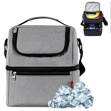 Imagem de Yajun Cooler Isolado Lancheira Caixa Térmica para Crianças Bolsa de Piquenique Simples e Elegante Impermeável Pacote Multifuncional, Cinza