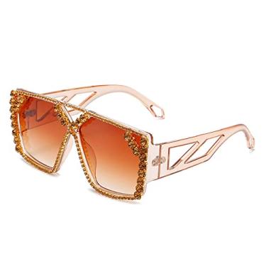 Imagem de Óculos de sol quadrado grande de diamante feminino masculino moda strass óculos de sol senhora óculos de sol de luxo uv400,2, tamanho único