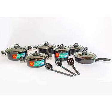 Imagem de Panela de indução Jogo 9 peças Panela De Ferro Tampa Vidro Indução Cooktop Lenha Gas