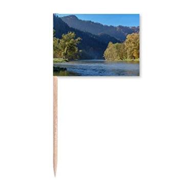 Imagem de River Mountain Hill Forest Reflection Water Toothpick Flags Marcador Topper Decoração de Festa