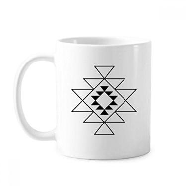 Imagem de Caneca de cerâmica com símbolo de geometria de totem triangular cerâmica xícara de porcelana de café