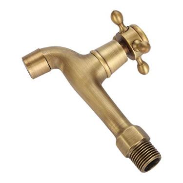 Imagem de Torneira de latão, torneira sólida vintage montada na parede alavanca alavanca torneira de água fria torneira externa torneira de jardim, 12,5 x 7,5 cm (torneira de piscina de deslizar longa)