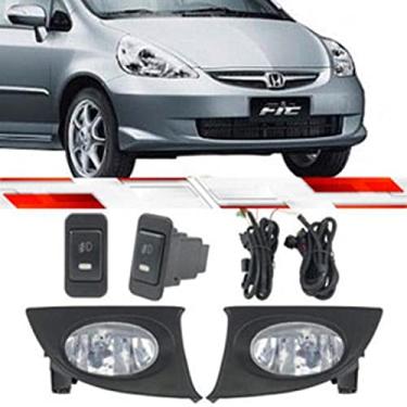 Imagem de Kit Farol Milha Fit 2003 2004 2005 2006 Com Botao Relê Chicote Abraçadeiras