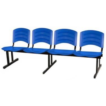 Imagem de Cadeira Longarina Plastica 4 Lugares Cor Azul - Pollo Móveis - 33098