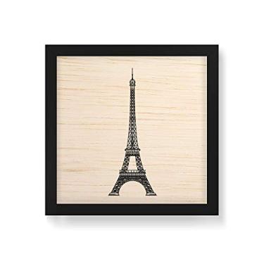 Imagem de Arte Maníacos Quadro Decorativo em Madeira Torre Fundo Branco - 30x30cm (Moldura caixa em laca preta)