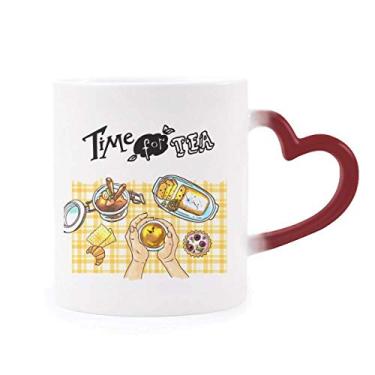 Imagem de Caneca sensível ao calor Time for Tea Biscuits Chocolate Caneca vermelha que muda de cor