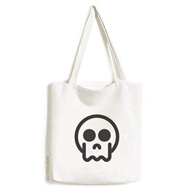 Imagem de Bolsa de lona Skeleton Online Chat Face Bolsa de compras casual
