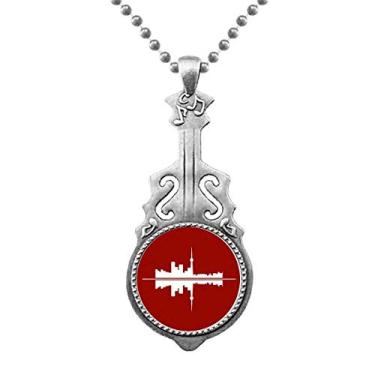 Imagem de OFFbb-USA Symbolic Reflections Placa arquitetônica de paisagem urbana com pingente de joia de música para guitarra