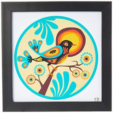 Imagem de Arte Maníacos Quadro Decorativo Passarinho Plim Sol - 65x46cm (Moldura caixa em laca preta)