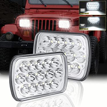Imagem de Luzes de LED 7 x 6, 5 x 7, 2 peças, luzes retangulares H6054 H5054 90 W, feixe selado alta/baixo, H4 9003, compatível com Chevy Blazer Express Je-ep Wrangler YJ XJ Cherokee Truck