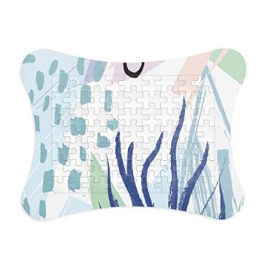 Imagem de Moldura de quebra-cabeça com estampa de plantas abstratas do mar de plantas para decoração de fotos