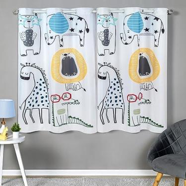Imagem de Cortina Para Quarto Infantil Menino 2,00 x 1,50m Safari Raposa Azul Verde Baby Nenem Animais Leão Selva Janela Padrão (Amiguinhos)