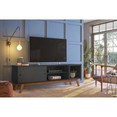 Imagem de Rack para TV até 55 Polegadas 1 Porta e 1 Nicho Retro Malibu 50 Olivar Preto