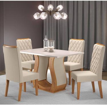 Imagem de Mesa de Jantar Retangular Sharom Com 4 Cadeiras Iza Cobre/Blonde/Bege - Casa Giulia