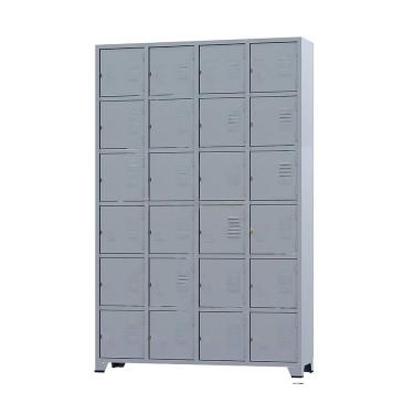 Imagem de Armário Roupeiro De Aço 24 Portas Para Vestiário Academia Locker Cinza com Chave