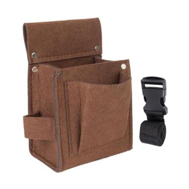 Imagem de Fenteer Cinto ferramenta organizador framers saco de trabalho multi bolso resistente ferramenta carpinteiro cinto bolsa prego para jardinagem, marrom S