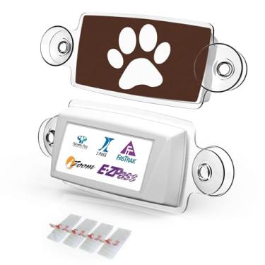 Imagem de AutoBoxClub PAW – Suporte de passagem EZ, suporte de IPass/suporte de portagem para a maioria dos Estados dos EUA/suporte de para-brisa de portagem/fácil de instalar e remover/com 4 tiras de montagem de passagem de portagem/proteção UV