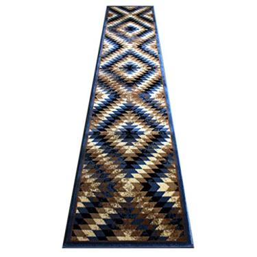 Imagem de Masada Rugs, Stephanie Collection Tapete Sudoeste Nativo Americano Design envelhecido 1106 Azul Preto Marrom Bege (6 m 10 x 3 m) Corredor