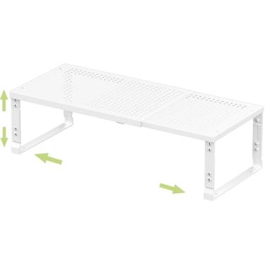 Imagem de Jojocross Prateleira de temperos expansível ajustável e empilhável para armário de cozinha, bancada, banheiro e mais. O espaço não é mais limitado (1 pacote/branco/grande)