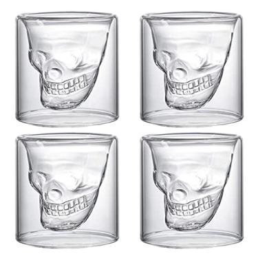 Imagem de DSYJ Copo de vinho Cup04 Crystal Skull Shot Glass Drink Wine Cup para Uísque 80 ml Conjunto de 4