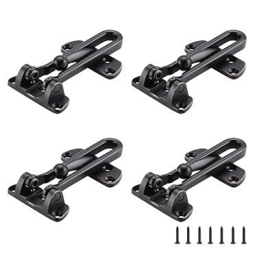 Imagem de WellMade Trava de trava de porta com barra giratória, trava de segurança para crianças e segurança doméstica, fecho de proteção de porta de reforço (bronze polido a óleo, pacote com 4)