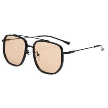 Imagem de willochra Óculos de sol femininos quadrados com armação piloto retrô punk laranja F27, Laranja, One Size