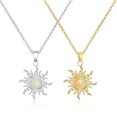 Imagem de IDesign 2 Pcs Sun Opal Necklace forWomen Princess Jewelry Elegant BFF Best Friends Tangled Sun Necklace, Cute Charming Gift for Women