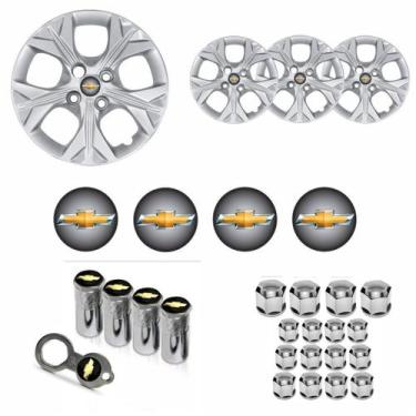 Imagem de Jogo Calota Aro 14 Onix Prisma 2021 Chevrolet GM + Emblema Resinado + 