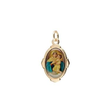 Imagem de Medalha Oval Mãe Rainha Alumínio Dourado (2 Unidades) - Aramon