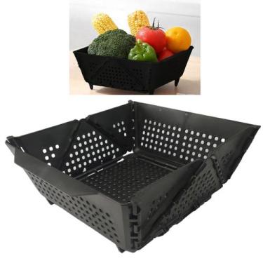 Imagem de Cesta Secar Frutas Verduras Vegetais Organizador Dobravel Drena Escorr