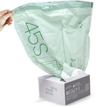 Imagem de Home Zone Living Sacos de lixo de cozinha compostáveis de 13 galões com alças de cordão, certificado BPI ecológico, resistente e personalizado para forro de lixeira de reciclagem de 50L, código 45S,